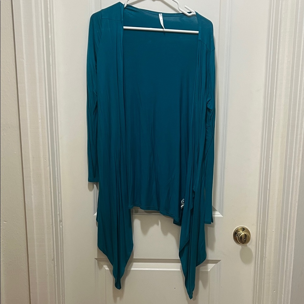Teal Open Front Cardigan Sweater